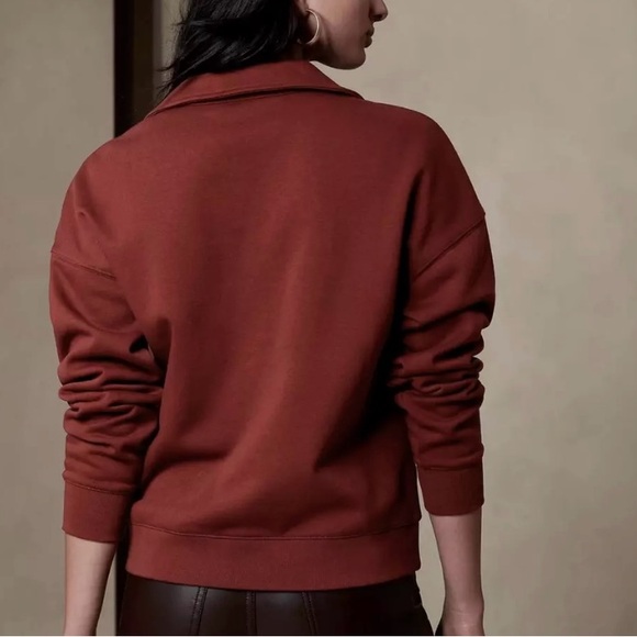 Banana Republic Fleece Polo Sweatshirt               Color Dark Spice Rum - Picture 2 of 5